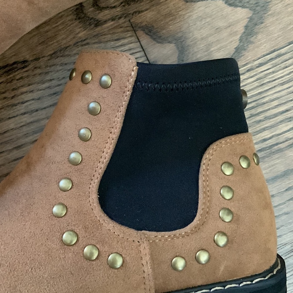 Seven7 Brown Suede Studded Chelsea Ankle Boots - Picture 3 of 8